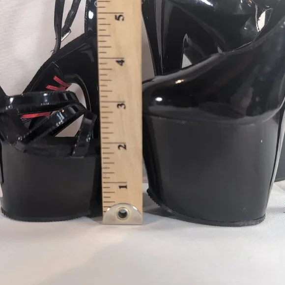 2 Pair Pleaser Heels 6 Delight 662 Corset Black Patent Mary Jane Dance Pole 6" - Picture 16 of 16